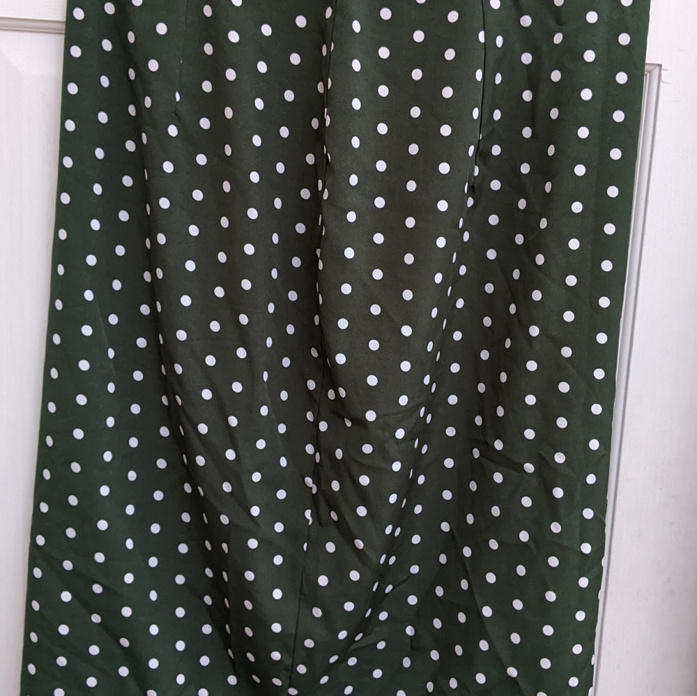Green polka dot off shoulder top with split skirt by SHEIN, size 0XL (12) - Picture 4 of 5